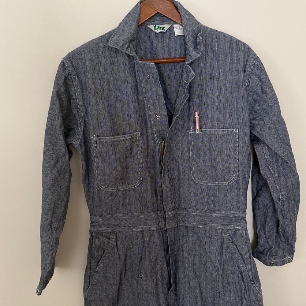 Vintage Blue herringbone Coveralls